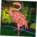 Outdoor Solar Stake Lights Garden Yard 40 Led Metal Flamingo Decorative