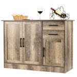 Gymax Buffet Storage Cabinet Console Table Kitchen Sideboard Drawer Natural
