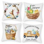 Easter Rabbit Throw Pillow Covers Easter Bunny Egg Pillow Covers Happy Easter