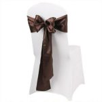 Coffee Brown Satin Chair Sash Chair Tie Bows Ribbon Wedding Birthday Party Decor