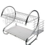 2 Tiers Kitchen Storage Drying Rack Drainer Dryer Tray Dish Cup Holder Us