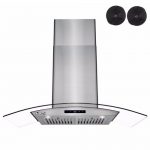 Akdy Wall Mount Range Hood 36 In Stainless Steel Tempered Glass Touch Control