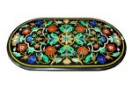 Semi Precious Stone Inlaid Marble Table Top Oval Dining Table Top 30 X 60 Inches