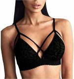 Buitifo Women Lace Bra Sexy Bralette Strappy Crop Black Padded Size X Large To