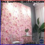 Silk Hydrangea Rose Flower Wall Panel Wedding Backdrop Decor Pink White 60x40cm