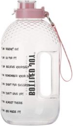 Motivational Large Sport Water Bottle Jug 1 Gallon For Gym W Time Marker Lid