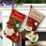 Large Christmas Stocking Santa Claus Sock Burlap Candy Bags Gift Holder Xmas