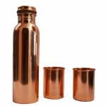 Personalised 100% Pure Copper Water Bottle Ayurveda Health Benefits With 2 Cup