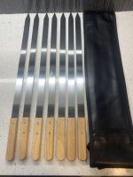 Goutime 23 Inch 1 Inch Wide Stainless Steel Grilling Bbq Skewers With Wood Ha