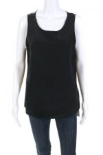 Parker Womens Silk Sleeveless Cut Out Blouse Black White Size Large