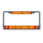 Semper Fidelis United States Marine Corps Metal License Plate Frame Tag Border