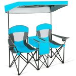 Heavy Duty Portable Folding Camping Chairs W Cup Holder And Double Sun Shade