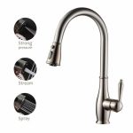 Sink Faucet Single Handle High Arc Brushed Nickel Stainless Steel Kitchen Vrb