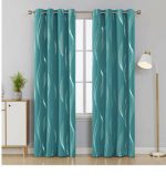 Deconovo Thermal Insulated Blackout Curtains Wave Line Dots Foil Printed 42×108