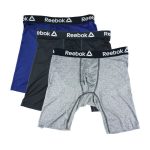 Reebok Mens Performance Long Leg Boxer Briefs 3 Pack