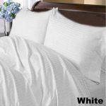 Comfort 4 Pc Sheet Set 1000 Thread Count Egyptian Cotton White Striped Full Size