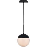 Chandelier Black Pendant Frosted Glass Shade Dining Room Kitchen Island 1 Light