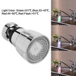Led Light Temperature Controlled Sink Swivel Faucet Spray Head 3 Colors Kitchen