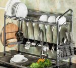 Over Sink Stainless Steel Dish Drying Rack Drainer Shelf Kitchen Cutlery Holder