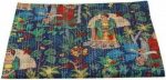 Indian Handmade Queen Cotton Kantha Quilt Floral Print Blanket Bedspread Throw