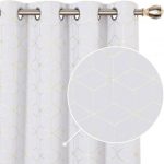 Deconovo Thermal Insulated Blackout Curtains Foil Golden Printed Diamond Grom
