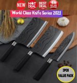 Japanese Kitchen Knives Set Damascus Pattern Stainless Steel Cleaver Chef Knives
