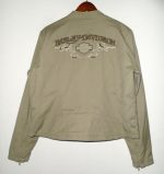 Harley Davidson Motorcycle Jacket Green Cotton Embroidered Lined Womens Xl