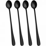 Hiware Matte Black 9 Inch Long Handle Iced Tea Spoon Stainless Steel Set Of 4