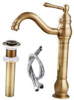 Bathroom Antique Brass Vessel Sink Faucet With Pop Up Drain Antique Brass