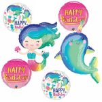 Mermaid Narwhal Colorful Happy Birthday Party Decoration Balloons Bouquet Set