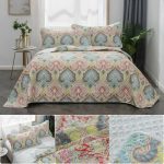 Mohap 3 Piece Bedspread Coverlet Set Floral Quilt Bedding Cover Full Queen Size