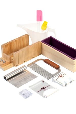 Soap Making Kit Handmade Silicone Liner with Multifunctional Soap Cutter and Stamp Complete Supplies for Soap